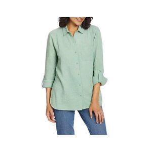 Anne Klein Women's Sage Green Cotton Gauze Button Down Shirt NEW NWOT